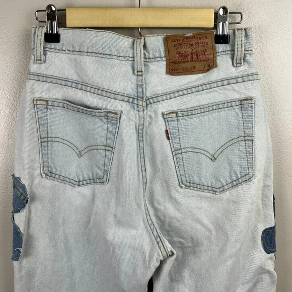 VTG Levi's 521 Jeans Womens Size 8 Floral Applique 90s 1994 Light Wash High Rise - Picture 13 of 15